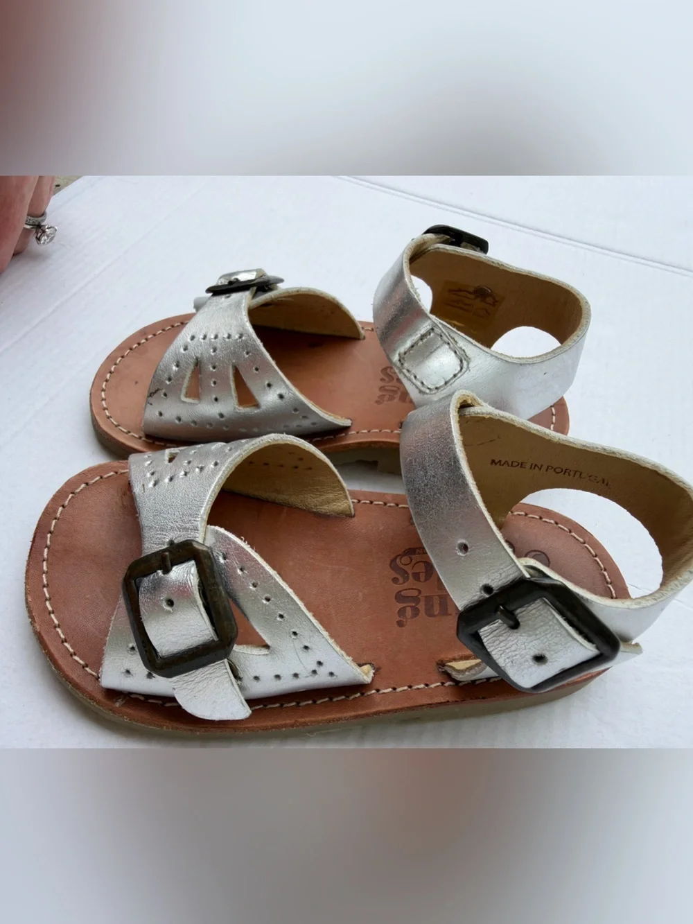Young Soles Pearl Sandal Silver Leather Unisex Sandals | EU 23 US 7